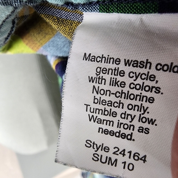 J.Crew Button Front Plaid Shirt Tailored Fit Cotton Blue Green Yellow Size Large - Picture 5 of 11